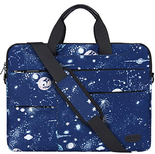 NUBILY Sacoche pour Ordinateur Portable 14 Pouces Sac à Main Porte-Documents à Bandoulière Housse Imperméable d'affaires Homme Femme Mallette Laptop Bag Bleu