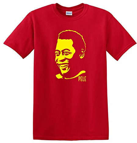 Revolutionary Tees Pele T-shirt rétro Coupe du monde du football brésilien Légende du Brésil, Rouge, L
