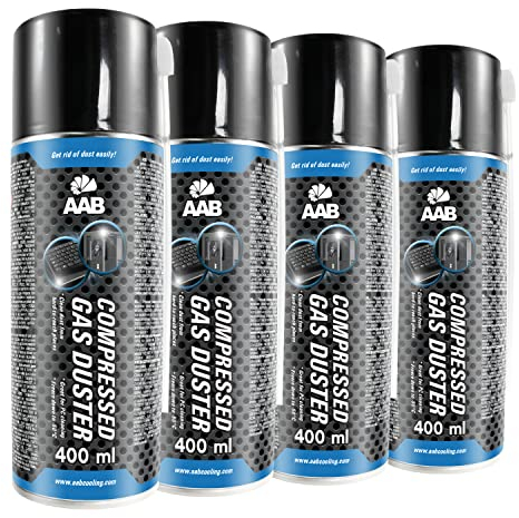 4 x AABCOOLING Compressed Gas Duster 400ml - Cleaning Computer, Keyboard, and Other Office Equipment, Air Compressor, Compressed Air for PC, Air Duster, Cleaner, Aerosol, Can Computer Cleaning Kit