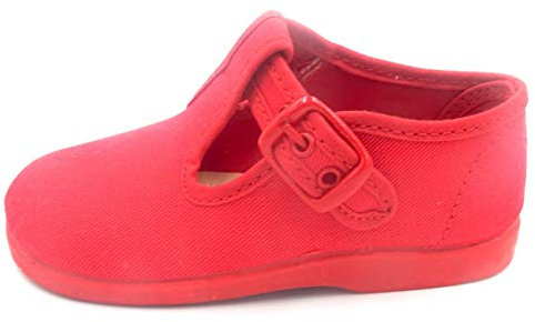 PULIDINES - Pepito de Tela para niño con Plantilla de Textil y Suela de Goma Bebé niño Talla: 18 Color: Rojo