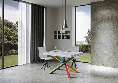 Volantis Ausziehtisch Marmor 90 x 130 ausziehbar 234 Gestell 4/B blockierte Farben 9010/6011/7002/7003