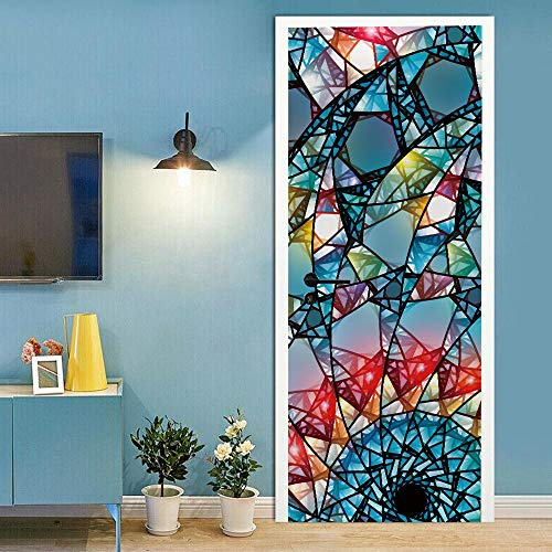 Türtapete selbstklebend Kaleidoskop TürPoster 3D Bewirken Fototapete Türfolie Poster Tapete Abnehmbar Wandtapete für Wohnzimmer Küche Schlafzimmer 77x200cm