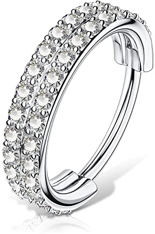 OUFER Body Piercing Helix Earrings 16G Cartilage Conch Helix Earring Hoop Clear CZ Hinged Segment 316L Surgical Steel Nose Ring Tragus Daith Earrings Piercing Jewellery