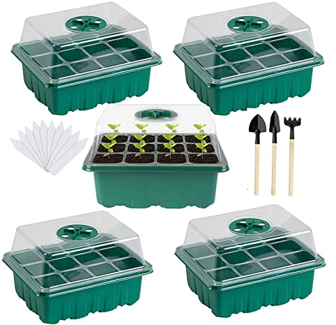 Mini Serre pour Semis, 5 Pièces Mini Serre, Bacs à Semis, Serre Semis, Mini Serre de Jardin, Serre pour Semis, Bac a Semis, Serre Chauffante pour Semis pour la Croissance de Germination en Serre