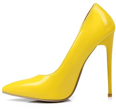 SJJH Women's Pointed Toe Stiletto Heels - 13cm Ultra High Heels for Weddings & Office, Breathable Synthetic Lining, Slip-On Dress Shoes (Yellow ，2UK)