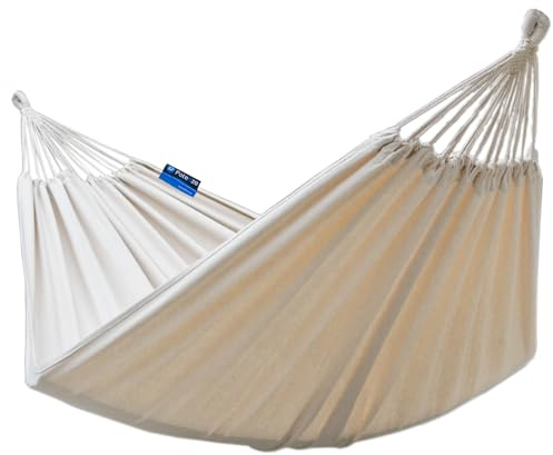 Potenza Outdoor Hängematte 220 x 160 cm, Belastbarkeit bis 200 kg Doppelhängematte XXL (Ecru)