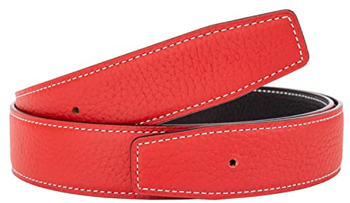 Vatee's Wendbares Echtleder für Männer/Frauen ohne Gürtelschnalle 32mm Breit 115cm Lang Rot & Schwarz