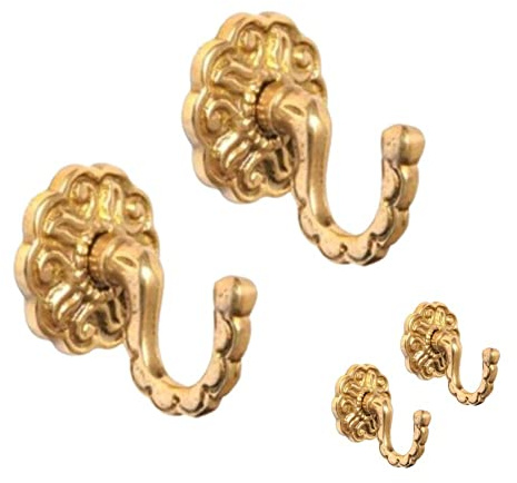 Modern & Classic Designs Screw In Tassel Hold Rosette Hook Brass Curtain Tie Back Hooks Ball End Curtain Holdbacks Hooks U Shaped Curtain Tie Hooks for Curtains Clothes Coat Hanger Hook Pack of 2.