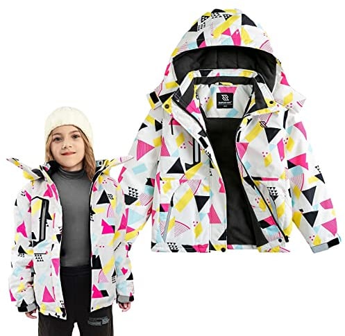 Simplee kids Girls Winter Ski Jacket,Waterproof,R-geometry,4-5T