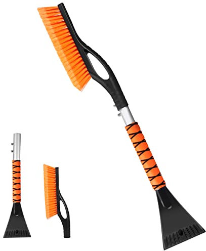 ihaspoko 2in1 Schneebürste und Eiskratzer, Werkzeug zur Schneeräumung mit Ergonomischem Schaumstoffgriff für Autos, SUVs, Windschutzscheibe (ABS, PVC-Bürste, 67cm)