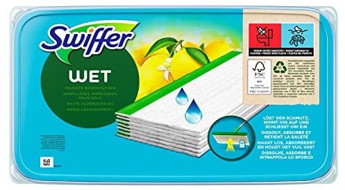 Swiffer Lingettes Humides Pour Sol, 10 Lingettes Nettoyantes, Attrape-Poussière, Nettoie En Profondeur Et Retient La Saleté, Élimine Jusqu'a 99.9% Des Bactéries