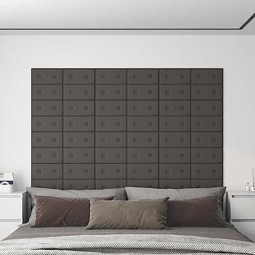 Panneaux muraux 12 pcs Gris 30x15 cm Similicuir 0,54 m²