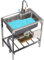 Catering Spüle, Edelstahl Küche Spüle für Gastronomie, Restaurant Spültisch mit Wasserhahn Kalt und Warm, Freistehend Industrie Waschbecken Garten Utility Workstation Einzelbecken Spüle