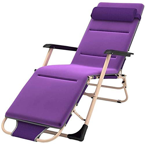 Sonnenliege Gartenstühle Liegestühle Lila Übergroße Terrassenstühle Liegende Sonnenliege Zero Gravity Chair Tragbare Stühle im Freien Unterstützung 200 kg Sonnenliege (Color : with Cushions)