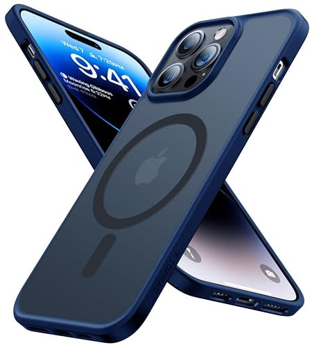 TORRAS Magnetic for iPhone 14 Case with MagSafe, 12FT Military Shockproof, Full Charge in 1.5 Hours, Velvety Touch and Anti-Slip Texture, Armor Protective for iPhone 14 Case Cover, Matte Blue