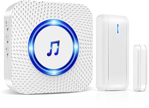 Door Alarm Sensor ChunHee Wireless Door Sensor Chime When Door Opens,Door Entry Alarm Chime for Business/Home/Kids,150M Range,5 Adjustable Volume Door Ringer Alert 1 Sensors + 1 Receiver