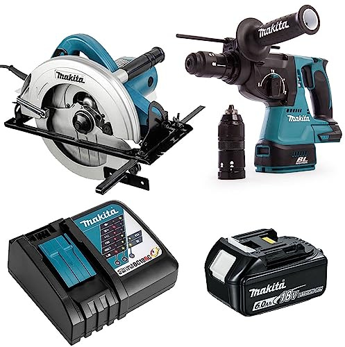 Makita Xpack – Kreissäge N5900B + Bohrhammer DHR243Z + Ladegerät DC18RC und 1 Akku 6Ah