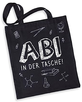 Tassenbrennerei Baumwolltasche mit Spruch - Abi in der Tasche - Einkaufstasche als Geschenk zum Abitur - Jutebeutel mit langen Henkel 100% Baumwolle