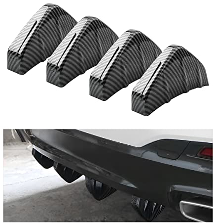 JNNJ 4 Stück Auto Heckstoßstange Spoiler, Auto Heckstoßstange Spoiler Diffusor, Haifischflosse Schützen Abdeckung Anti-Crash Stoßstange Chassis Dekoration(Kohlefaser)