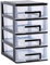 Cabilock 4 Drawers Storage Unit, Plastic Storage Drawers, Desktop Tabletop Organiser Storage Tower Unit for Home, School, Office, Bedroom & Living Room