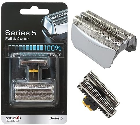 51S Elektrorasierer Ersatzfolienkopf mit Cutter kompatibel für BRAUN Series 5 5643, 5644, 5645, 5646, 5647, 5649, 5751, 5757, 5758