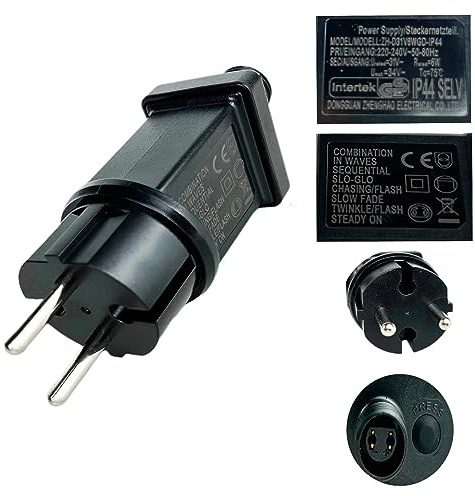 Netzteil 31V 6W LED,immer hell/blinkend LED-Treiber Niederspannungs Transformator mit 8 Lichtmodi,Speicherfunktion,Wasserdicht IP44 GS Stecker für Weihnachtsbeleuchtung, Lichterkette.