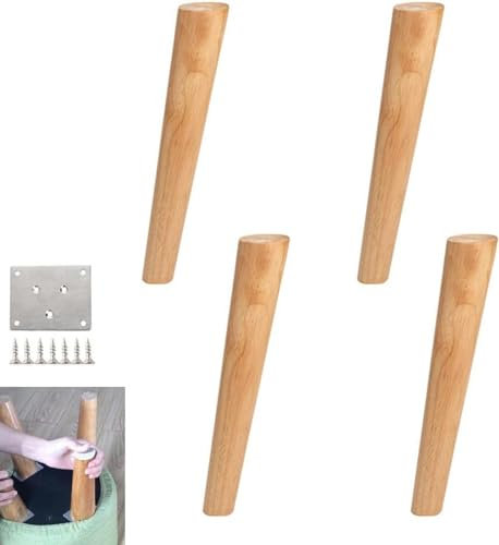 Tischbeine, Möbelbeine, 4 Stück, schräg, konisch, für Sofa, Couch, Stuhl, Fernsehschrank, Bett, Gummi-Holz-Ersatzbein