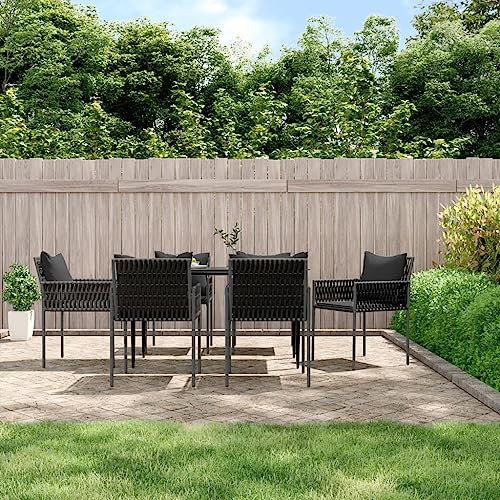 BaraSh Gartenstühle mit Kissen 6 STK. Schwarz 54x61x83 cm Poly Rattan Rattansessel Sklum