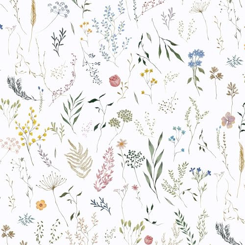 CiCiwind Peel and Stick Wallpaper 41×300cm Floral Wallpaper White Self Adhesive Contact Paper Flower Leaf Wallpaper Thicken Sticky Back Plastic Waterproof Living Room Bedroom Wall Furniture Vinyl Film