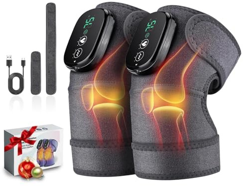 NORTHERN BROTHERS Cordless Knee Massager with Heat & Vibration for Pain Relief, 5000mAh USB‑C Rechargeable Knee heating pad, 3 Heat (131–167°F) & 3 Modes, for Knee/Elbow/Shoulder (2‑Pack)