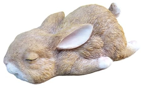 Aspinaworld Gartenfigur Hase liegend 14 cm – detailreiche Hasen Figur aus Kunstharz – für Außenbereich