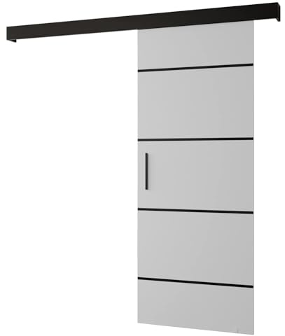 Schiebetür Komplettset - Schiebetürsystem Salwador 4 - Schiebetüren - Trennwände - Raumteiler - Innentüren, Tür 90x204 cm - Schiebetür Schiene - Zimmertür mit Schiebetür Griff - Saloontür
