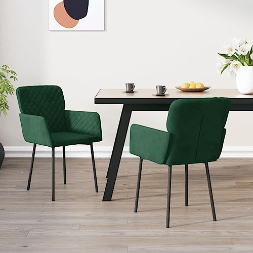 ZEYUAN Esszimmerstühle 2 STK. Dunkelgrün Samt, Essstuhl, Esstisch Stühle, Stühle Esszimmer, Küchenstühle, Schlafzimmerstuhl, Dinning Chair, Konferenzzimmer Stühle - 344781
