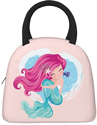 PAQGSREM Lonchera de sirena para niña, bolsas de almuerzo aisladas para mujeres/hombres, bolsas de almuerzo reutilizables, perfectas para oficina, camping, senderismo, picnic, playa, viajes