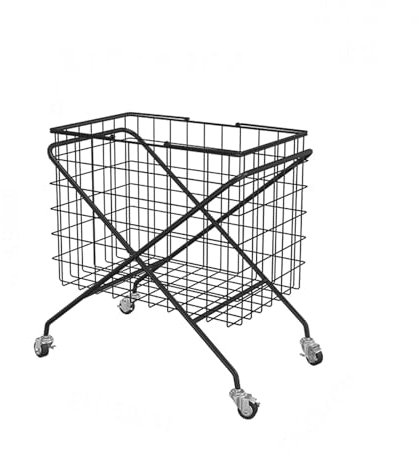 JITEM Blanket Rolling Laundry Hamper Cart w/Detachable Basket Metal Wire Toy Dirty Clothes Storage Basket Nordic Iron Art Laundry Sorter for Bathroom Toy Washing Bin