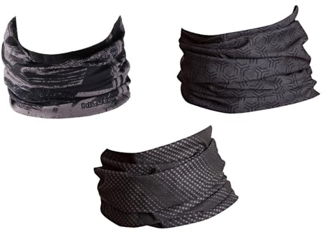 Hilltop 3 x Motorrad Multifunktionstuch, Schlauchtuch, Sport-Halstuch, Bandana / 3-er Set in aktuellen Designs, 3er Set:Perfect Grey Selection