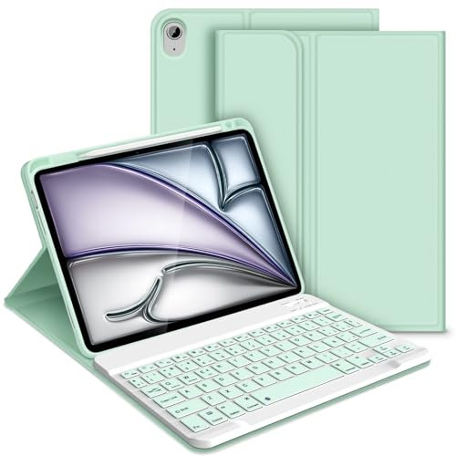 GOOJODOQ Funda con Teclado para iPad Air 6 Generación 11 2024, Desmontable Español Ñ Teclado con Funda Protectora para iPad Air 6ª 11/5ª/4ª 10.9, Verde