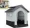XMTECH Hundehütte Haustierhaus aus Kunststoff, Wasserdicht & UV-beständig, Hundehaus mit erhöhtem Boden/Lüftungsöffnungen/Oberlicht, Grau (L 79.5 x B 70.5 x H 78 cm)