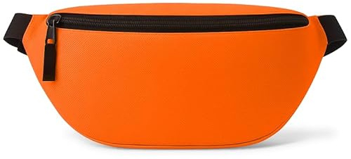 Bauchtasche Damen Herren, Gürteltasche 2,5L, Hüfttasche zum Umhängen mit Zwei Reißverschlussfächern, Crossbody Bag für Festival, Reise, Sport und Alltag, Orange