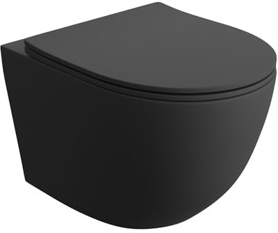 LAVITA Wand-WC Sinto Black Hänge Toilette Toilettendeckel mit Absenkautomatik & Metallscharniere Toiletten Spülrandlos Hängend Spülsystem TORNADO 3.0 Toilettenbecken Schwarz