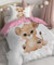 Pictogogo Baby Bettwäsche Set, Kinderbettwäsche, Rosa Löwe und Rosa Herzen Design, 100x135 cm Bettdecke, 40x60 cm Kissenbezug, Rosa Baumwoll-Unterseite, Für Babys und Kleinkinder