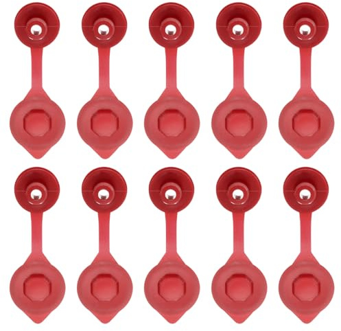 sourcing map 10pcs Fuel Gas Can Vent Caps 8 x 60mm Plastic Gas Tank Jug Vent Collar Cap for Metal Fuel Jugs Old Style Gas Fuel Water Can Jug, Red