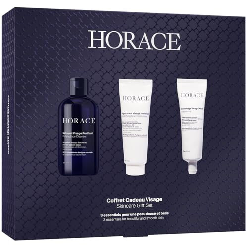 HORACE Face Kit for Men - Gift Set with Purifying Face Cleanser, Gentle Face Scrub, and Mattifying Face Moisturiser - Skincare Set for Cleansing and Hydrating