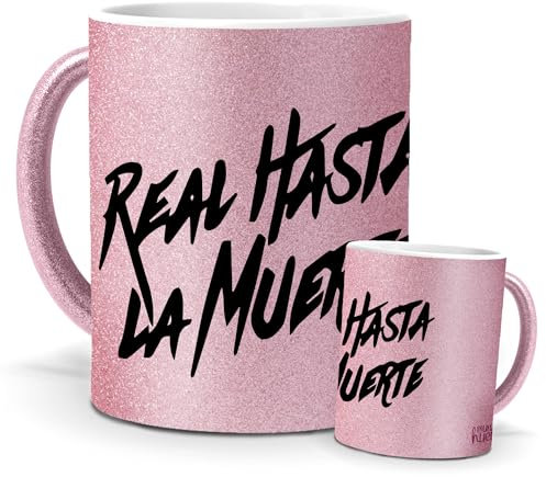 mundohuevo Tazas Únicas | Anuel AA | Edición Especial Purpurina Rosa | Mensaje Auténtico para Fans de Cantantes | Tazas para Café, Té... | Regalo para Navidad.
