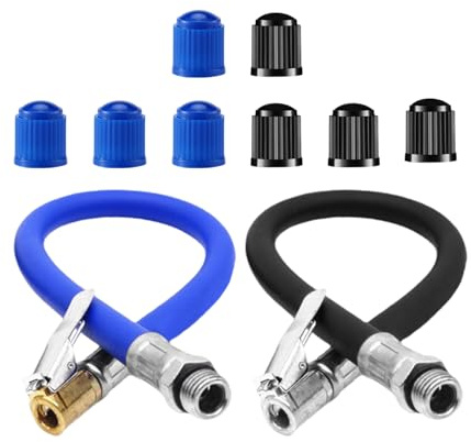 2 Pieces Of Tire Extension Tubes And 8 Pieces Of Valve Caps, Tire Inflation Hose, Tire Inflation Tool, Tire Inflation Adapter