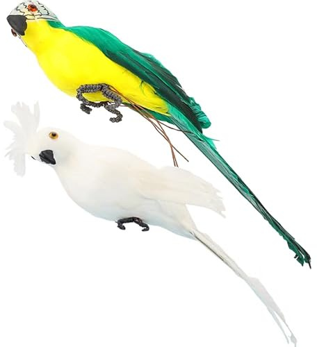 MAGICLULU Künstlicher Papagei Lebensecht Dekorative Papageienmodelle Für Garten Wohnzimmer Schlafzimmer Outdoor Deko Vogel Ornament Micro-Landschaftsbau Mini-Garten Dekoration 2 Stück