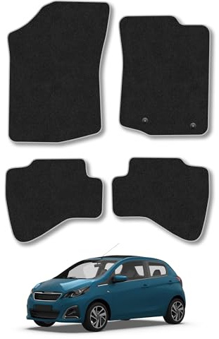 Peugeot 108 (2014-2021) Carpet Car Mats | Grey Edge Trim Tailored Fit Floor Mats Full Coverage Protection Accessories Easy Clean Anti Slip Made in the UK