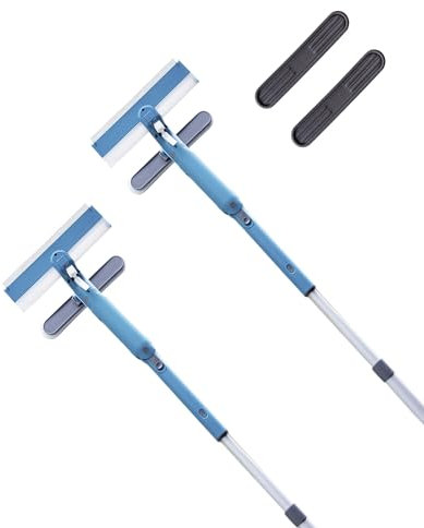 Livington Window Buddy - Fensterabzieher mit Teleskopstange - 3in1 Fensterputzer Set mit Sprühfunktion, Reinigungspad & Abzieher - Fensterreiniger für streifenfreies Putzen inkl. 2X Ersatz-Pads