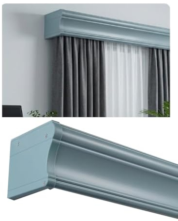 Double Curtain Tracks With Pelmet - Wall Mount Window Box Customize Length for Home/Hotel - Window Cassette Box (Blue, 20cm/0.7ft)