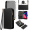 Asuwish Phone Case for iPhone 7plus 8plus 7/8 Plus Zipper Wallet Detachable Cover with Screen Protector Crossbody Lanyard Strap Flip Card Holder Slot i Phone7s 7s + 7+ 8s 8+ Phones8 7p 8p Black